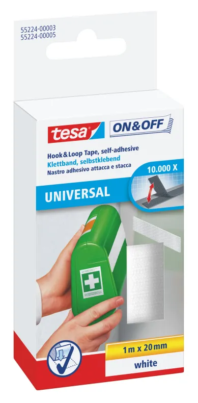 Snabb leverans Kardborrband Tesa 1mx20mm vit