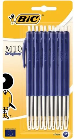 Bläckkulpenna BIC Clic M10 Medium Blå, 1.0mm, dokumentäkta, 10st Endast idag