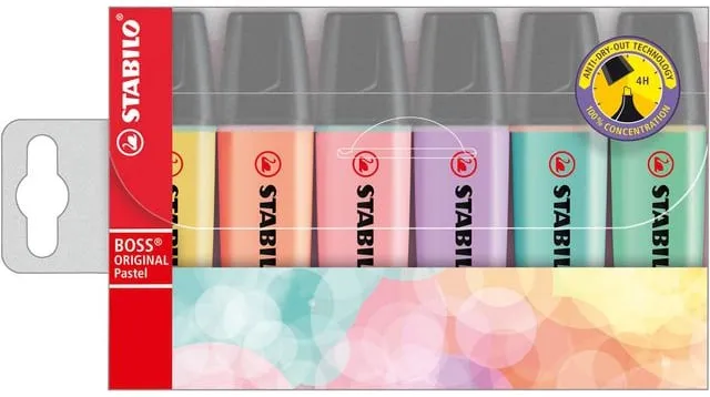 Överstrykningspenna BOSS pastell 6/fp Snabb frakt