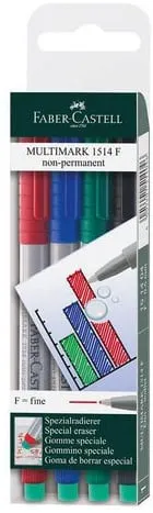Billig OH-Penna/Märkpenna Faber Castell 4set, fine, vattenlöslig