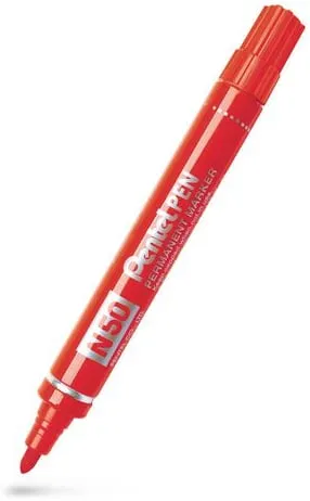 Märkpenna perm. PENTEL N50 rund röd Sista chansen