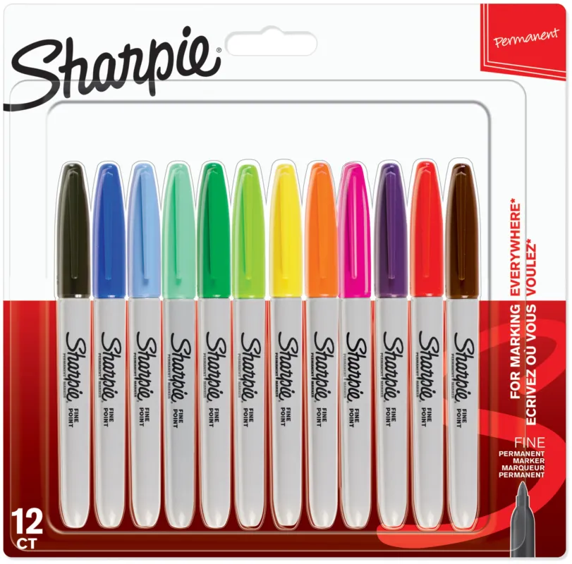 Marker Sharpie Fine Assorted Colours (12) Reapris