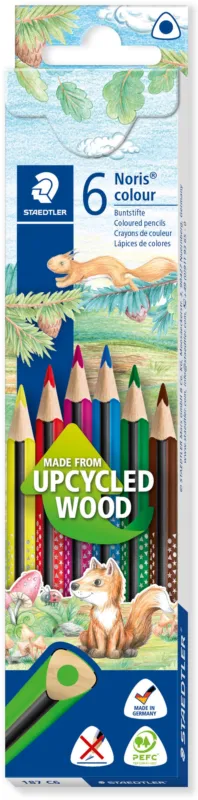 Färgblyertspenna Noris Upcycled Wood trekantig (6) Utförsäljning
