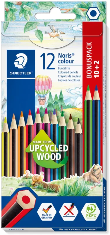 Nyhet Färgblyertspenna Noris Upcycled Wood ass (10+2)