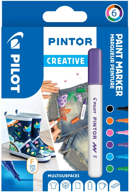 Sista chansen Märkpenna PILOT Pintor F 6 färg Fun Mix