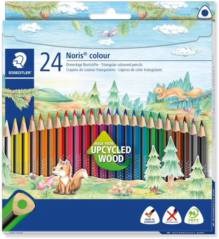 Nyhet Färgblyertspenna Noris Upcycled Wood trekantig (24)