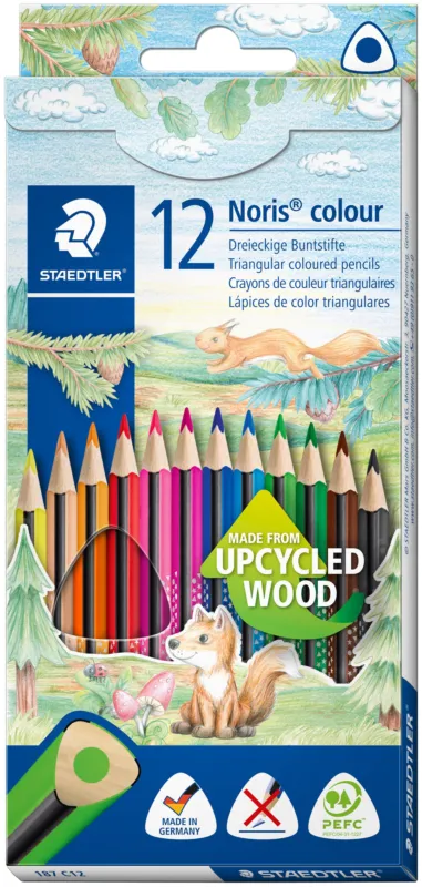 Expressleverans Färgblyertspenna Noris Upcycled Wood trekantig (12)
