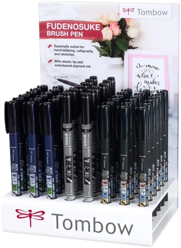 Begränsat antal Tombow kalligrafipenna Fudenosuke display (48)