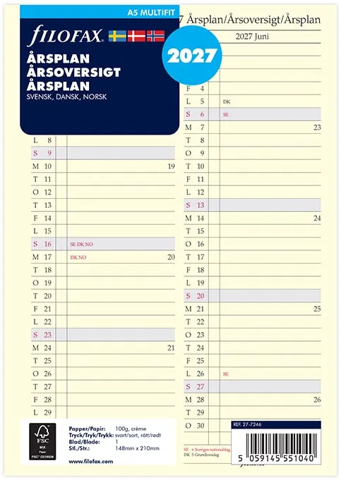 Expressleverans Årsplan A5 2027 Svensk/Dansk/Norsk