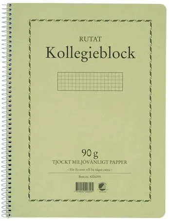Kollegieblock A4, rutat, 90g, 5st Lågt pris