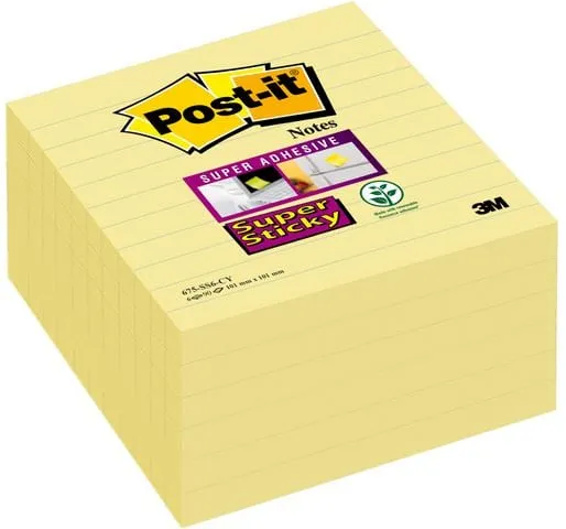 Endast idag Post-it Supersticky Linjerad Gul, 101x101mm, 6/FP