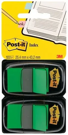 Post-It Index Grön, dubbelpack, 2x50 flikar, 6fp Sista chansen