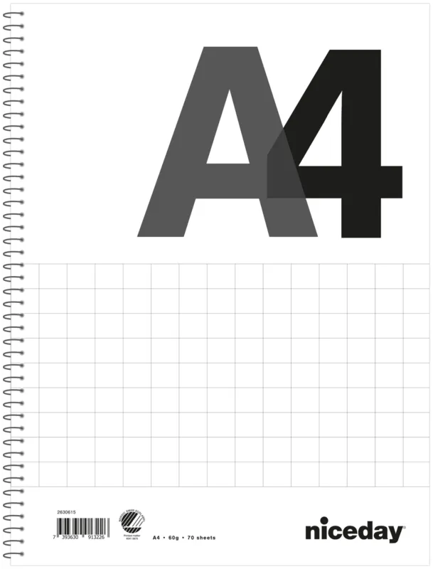 Kollegieblock A4 70bl 60g rut Fri frakt