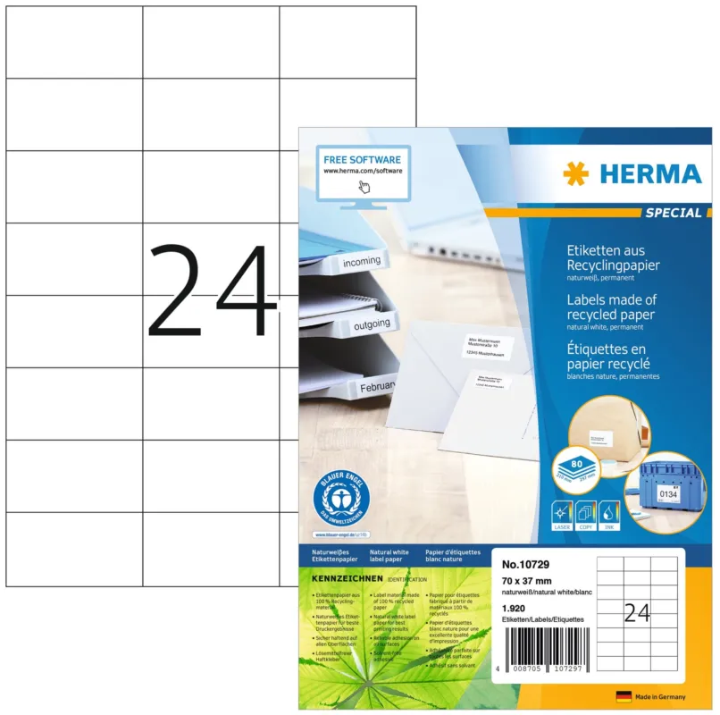 Herma etikett recycled 70x37 vit (1920) Extra rabatt