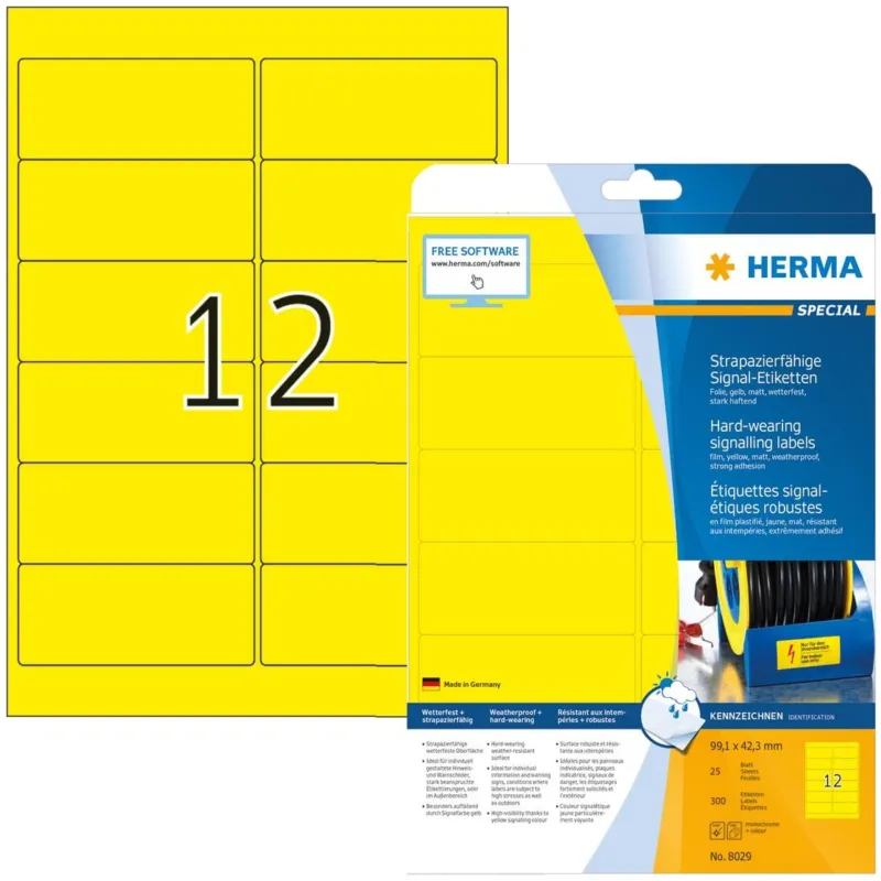 Outlet Herma etikett film extra tålig 99,1x42,3 gul (300)
