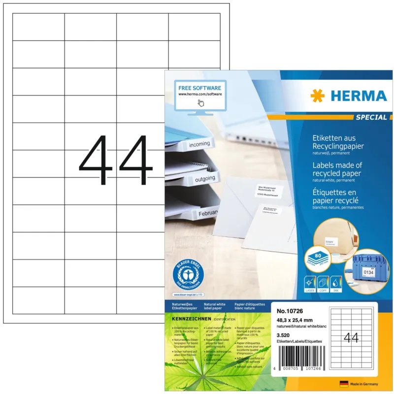 Lägg i varukorgen Herma etikett recycled 48,3x25,4 vit (3520)