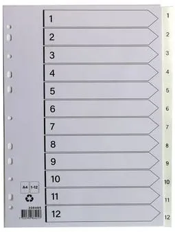 Plastregister A4 1-12 vit Nedsatt pris