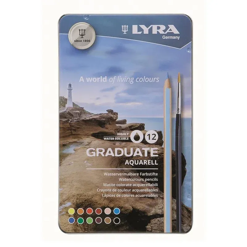 Färgpenna Blyerts Lyra Graduate Aquarell Metal Case 12 Färger, 12 st/fp Begränsat antal