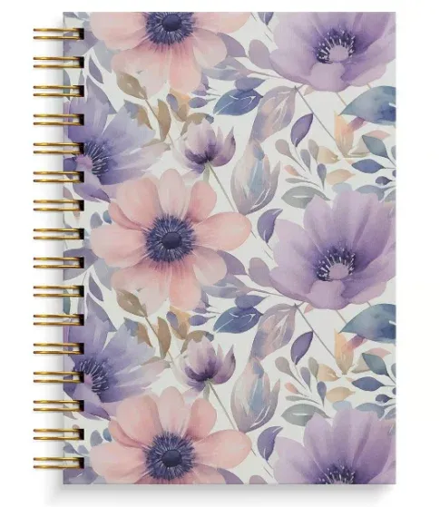 Anteckningsbok Burde Spiral Flower Linjerad Lila A5 Fynd