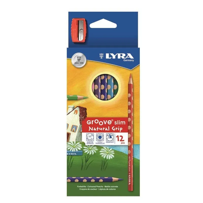 I lager Färgpenna Blyerts Lyra Groove Slim 12 Färger + Vässare, 12 st/fp
