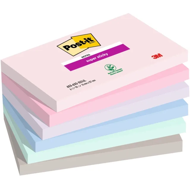 Säker betalning Post-it Super Sticky 76x127 Färgmix Soulful 6-pack
