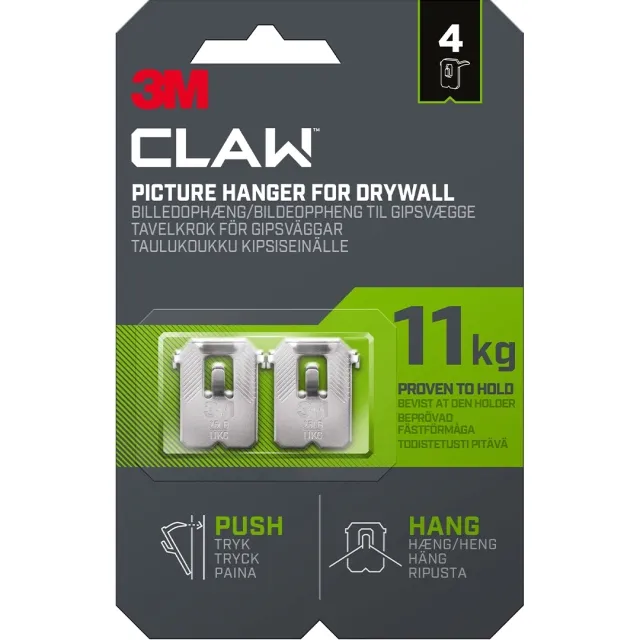 Claw Tavelkrok för gipsvägg 11 kg 4-pack Populärt val