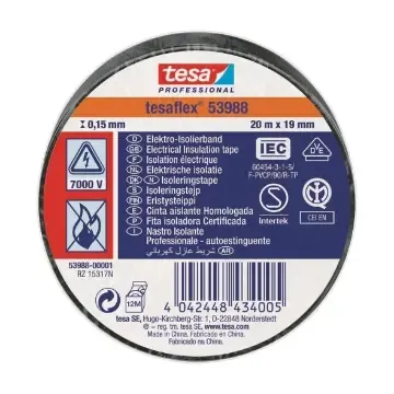 Eltejp Tesa Tesaflex 53998 Semco-Märkt Svart 19mm x 20m Kundfavorit