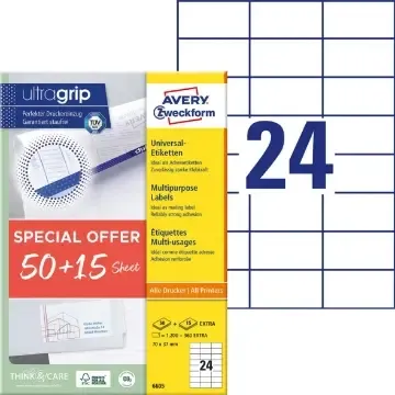 Expressleverans Universaletikett Avery Promo Pack 70x37mm