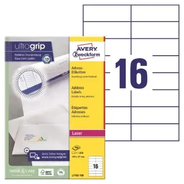 Laseretikett Avery L7182 QuickPEEL 105x37mm 1600/fp Köp online