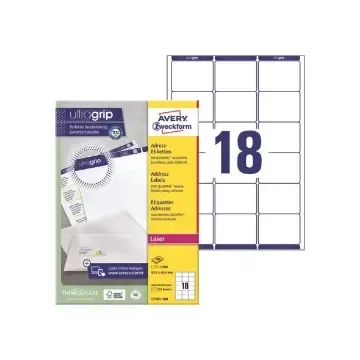 Expressleverans Laseretikett Avery L7161 QuickPEEL 63,5×46,6mm 1800/fp