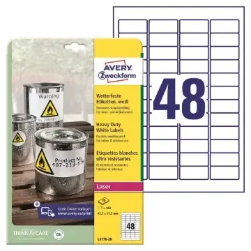 Rabatt Laseretikett Avery L4778 Heavy Duty vit 45,7×21,2mm 960/fp