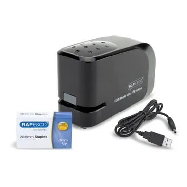 Häftapparat Rapesco 626EL USB/batteri Säker betalning