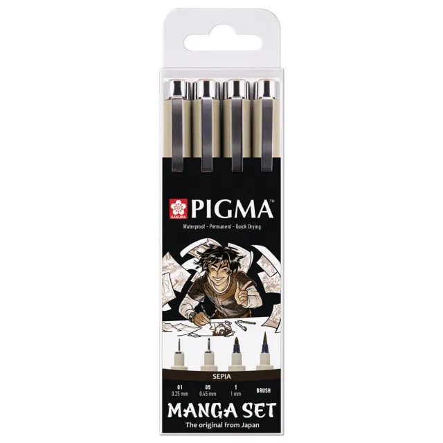 Pigma Sepia Manga 4-set risnedsättning