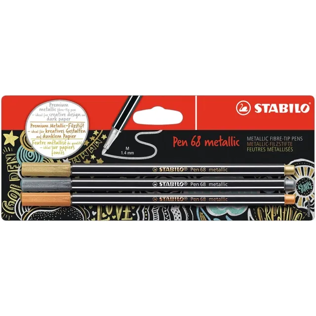 Populärt val Pen 68 Fiberpenna Metallic 3-pack