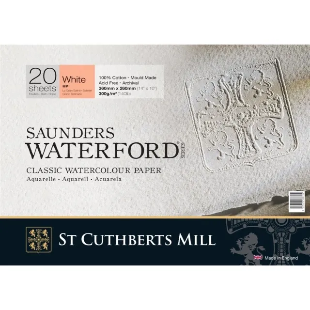 Snabb frakt Saunders Waterford Akvarellblock White HP 36x26 cm 300g