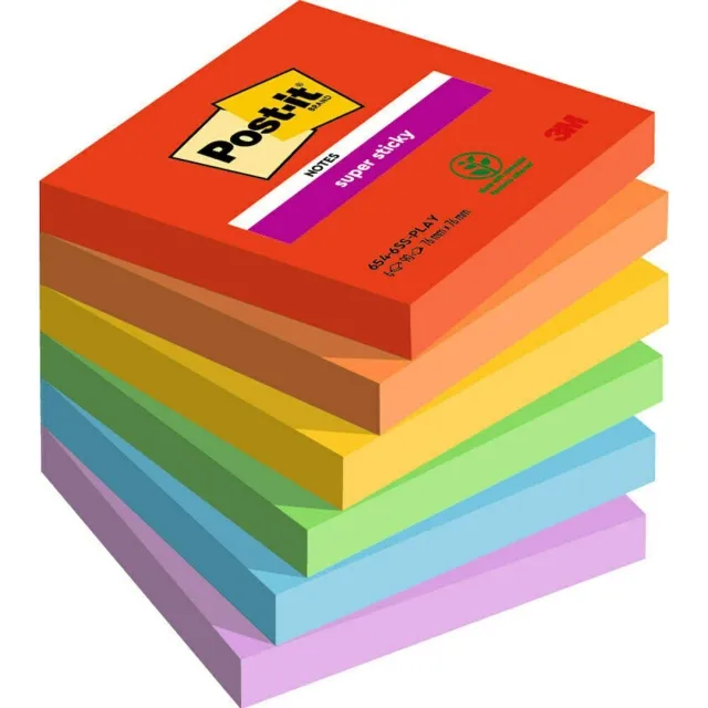 Kundfavorit Post-it Super Sticky 76x76 Färgmix Playful 6-pack