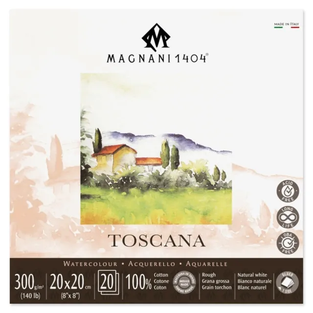 Akvarellblock Toscana 100% Bomull 300g Grov Gräng 20x20 cm 20 ark Beställ idag
