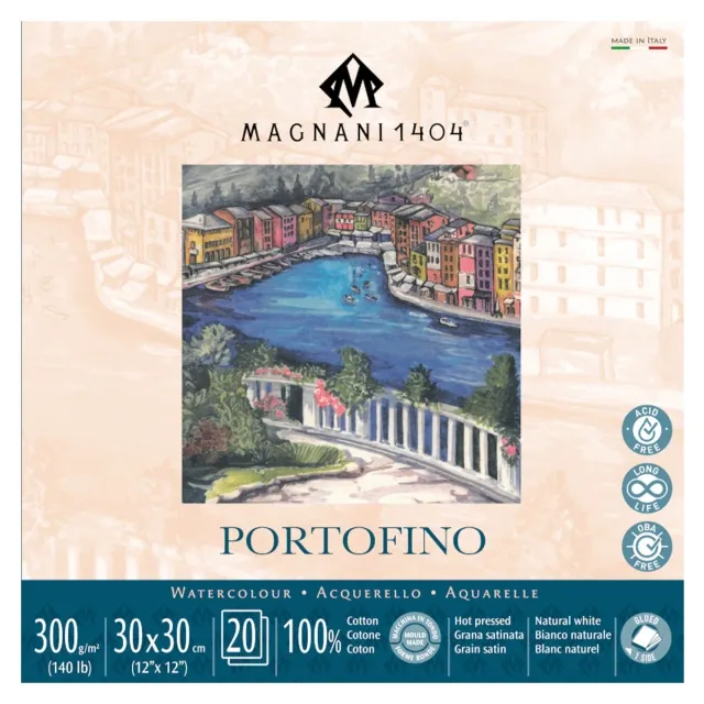Kundfavorit Akvarellblock Portofino 100% Bomull 300g Satin 30x30 cm 20 ark