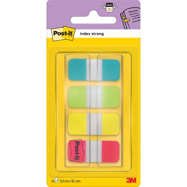 Post-it Indexflikar 15,8x38,1 mm Strong 4 färger Begränsat erbjudande