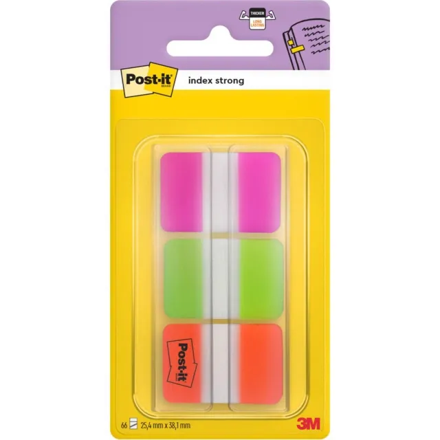 Post-It Indexflikar 25,4x38,1 mm Strong 3 färger Neon Snabb leverans