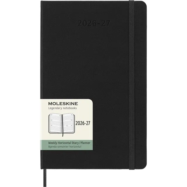 Kalender 18M Weekly Hard Cover Horisontell Large Black Kundfavorit