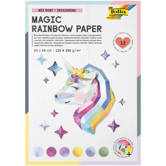 Färgskiftande papper/kartong Magic Rainbow 12 Ark Premium