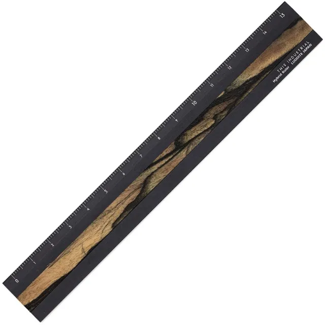 Linjal Aluminium/Trä 15 cm Black/Pale Moon Ebony Populär