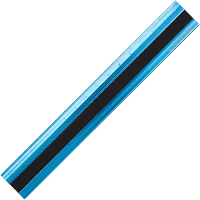 Linjal Aluminium/Läder 15 cm Turquoise/Black Fri frakt