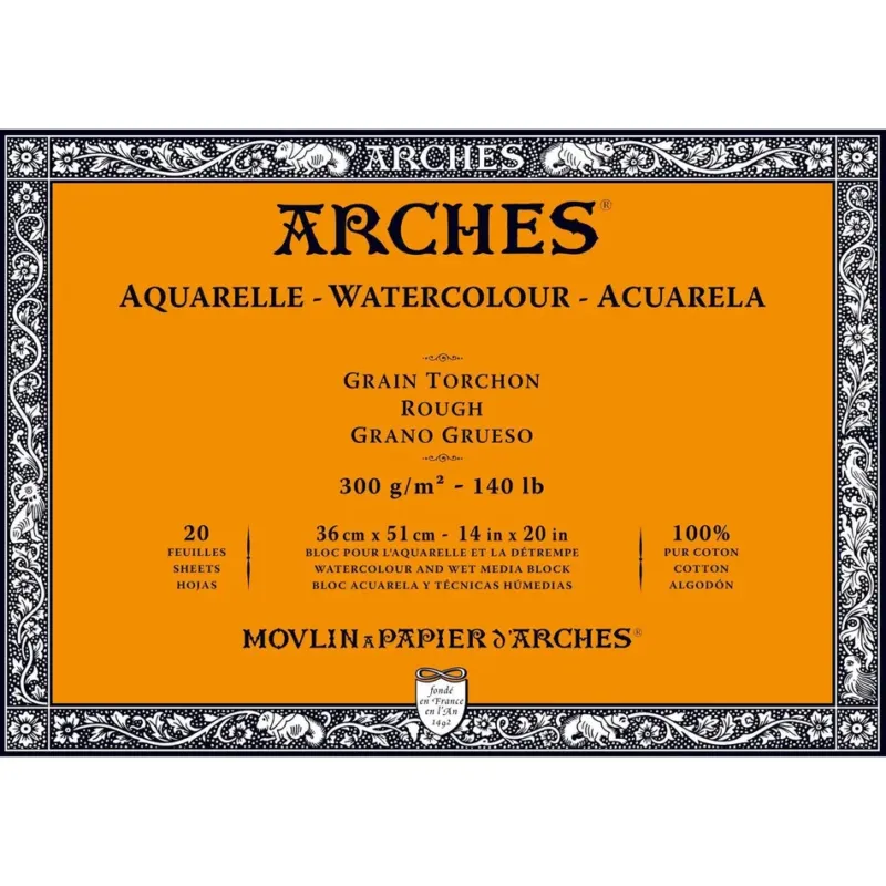 Kampanj Arches akvarellblock 300g 36x51 Grov 20ark