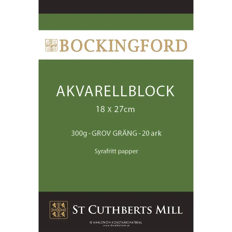 Bockingford block 300g 18x27 Grov 20ark limmad Trygg betalning