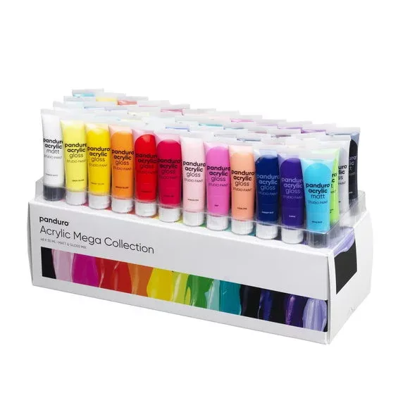 Panduro Acrylic Mega-set, 48 tuber akrylfärg à 30 ml – 24 matta & 24 blanka Erbjudande
