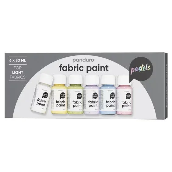 Billigare Fabric Paint set 6×50 ml, textilfärger i pastellfärger för ljust tyg