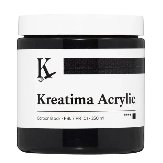Kreatima Acrylic akrylfärg 250 ml – Carbon Black PBk 7 PR 101 Lågt pris