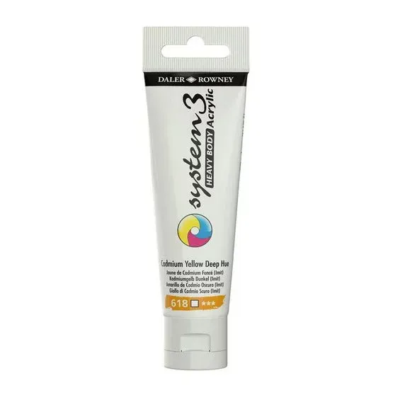 Populärt val Daler-Rowney System3 Heavy Body akrylfärg 59 ml – Cadmium Yellow Deep Hue 618